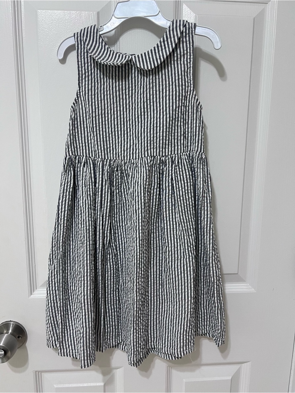 H&M Navy & White Striped Sleeveless Dress with Peter Pan Collar